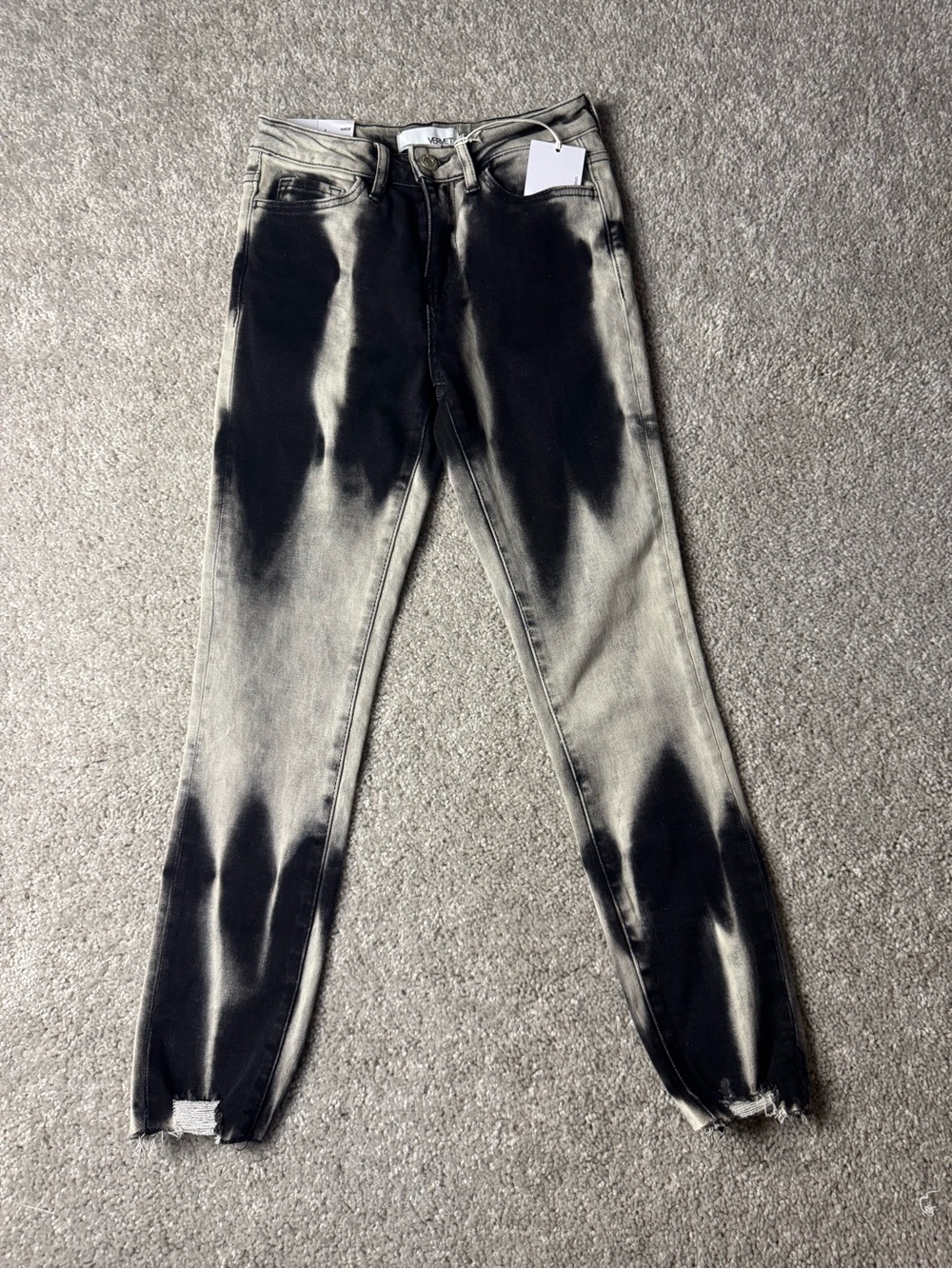 Tie-Dye Black & Gray Skinny Jeans for Women